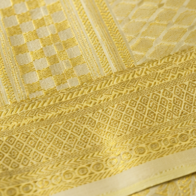 Premium Gold Jacquard Silk Dhoti with Designer Zari Border