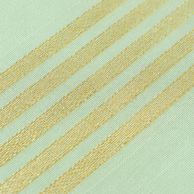 Premium Mint Green Cotton-Silk Dhoti with Classic Gold Zari Border