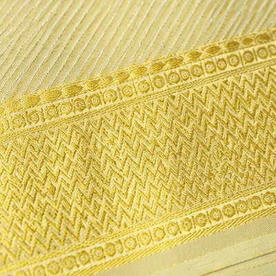 Premium Golden Silk Dhoti with Traditional Zari Border