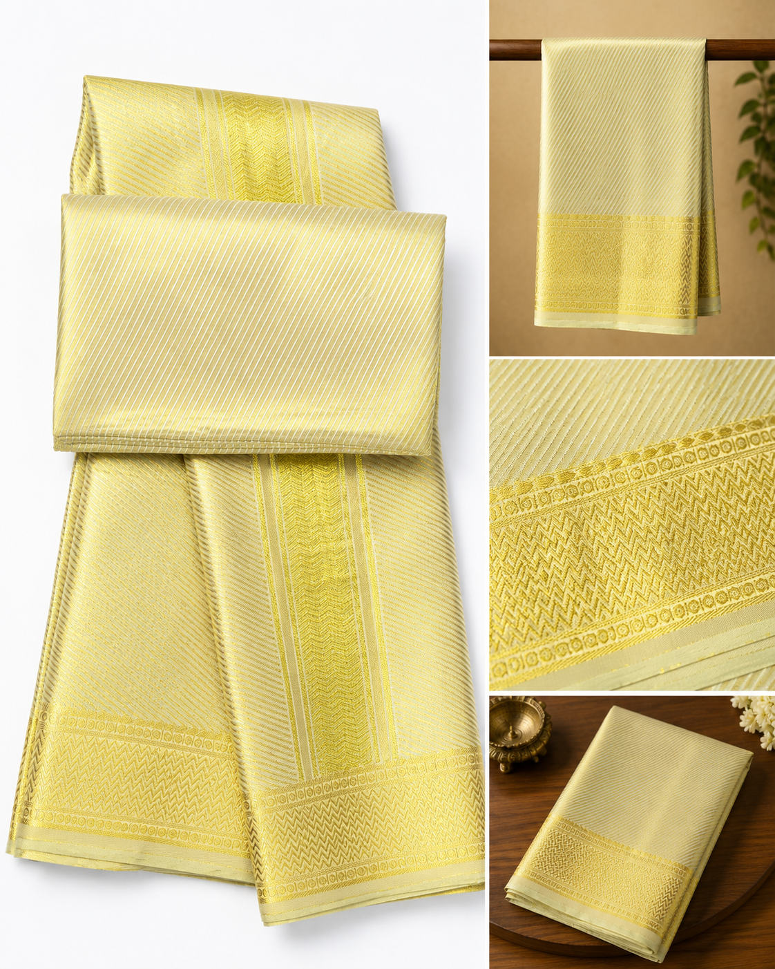 Cotton White Dhoti with Fancy Border