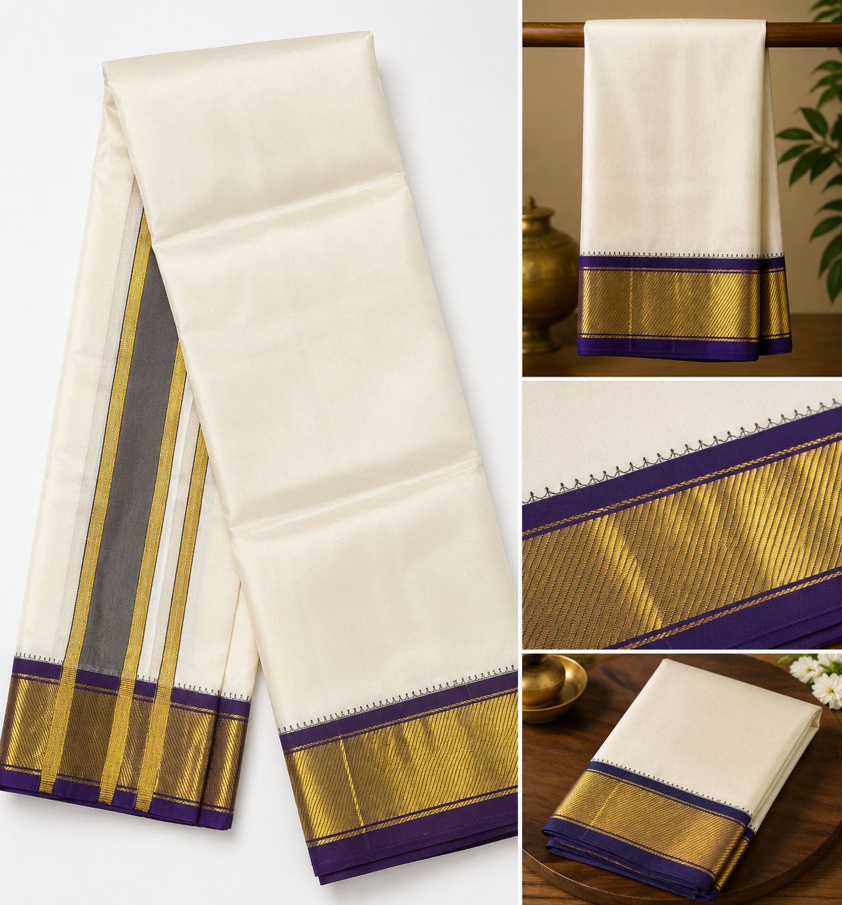 Cotton White Dhoti with Small Border