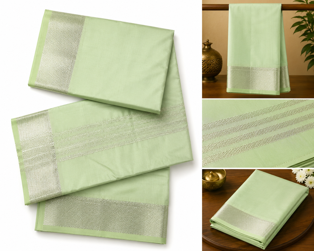 100% Cotton White Dhoti with Small Border
