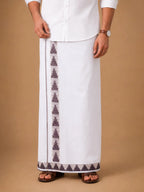 Double Layer 100% Cotton White Dhoti