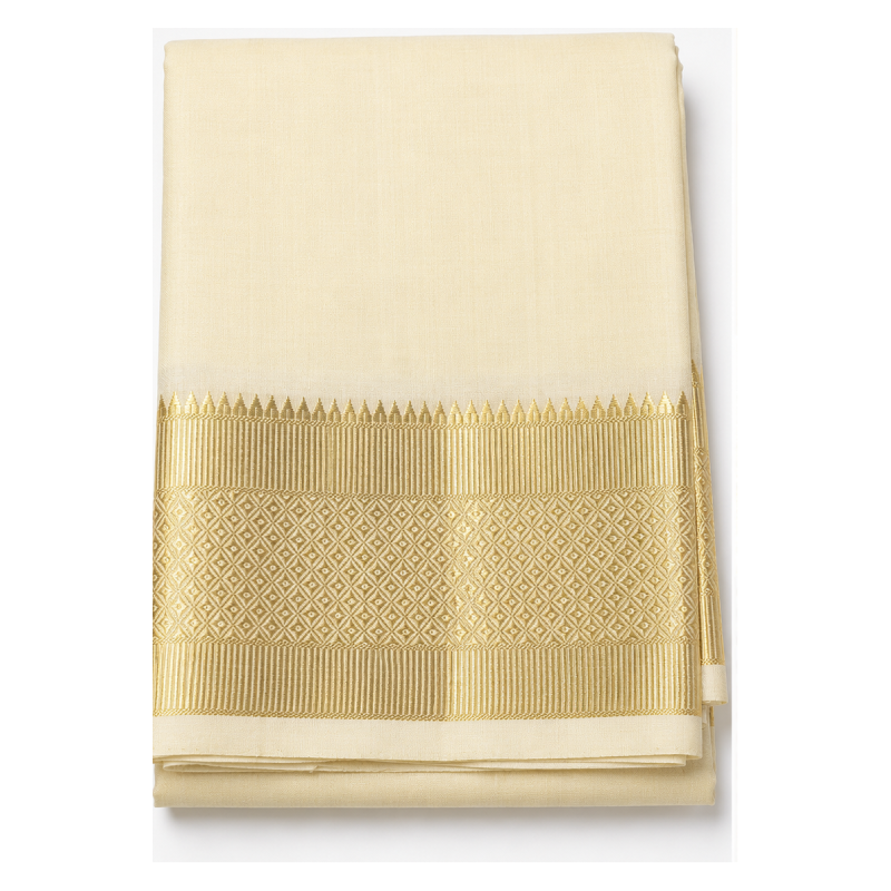 Premium Cream Dhoti with Rich Gold Zari Border