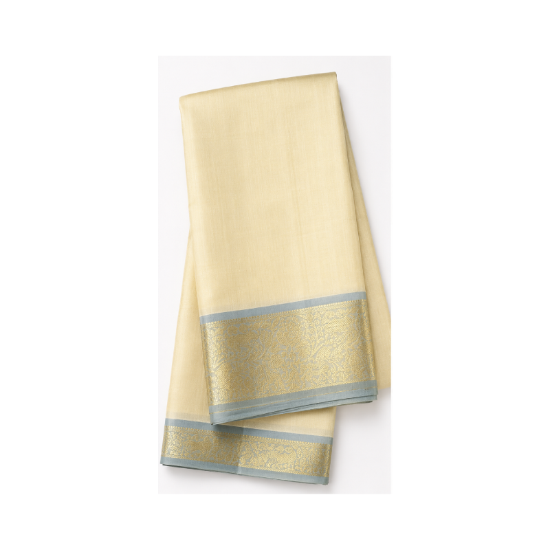 Ivory Gold Zari Border Traditional Dhoti