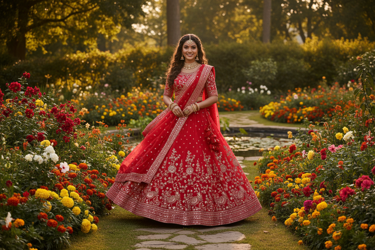 red colour lehenga