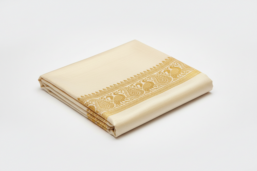 Premium Gold Tissue Dhoti Set with Rich Zari Border